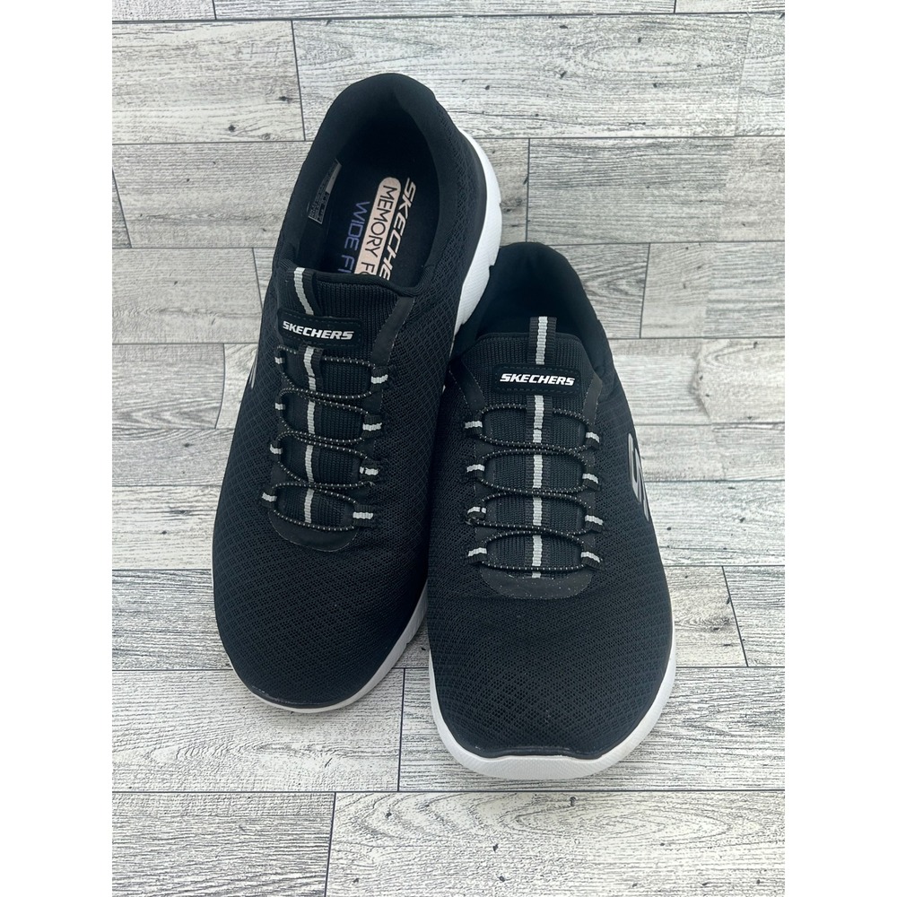 Skechers Summits Quick Getaway Black White‎ Wide Fit Sneakers 12980W Women Sz 8